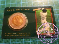 Australia 1996 Don Bradman 5 Dollar Bi Metal Coin on Card of Issue
