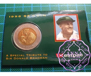 Australia 1996 Don Bradman 5 Dollar Bi Metal Coin on Card of Issue Westpac