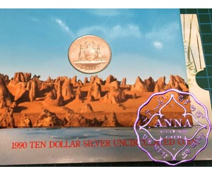 Australia 1990 State Series $10 Silver UNC Coin in Card