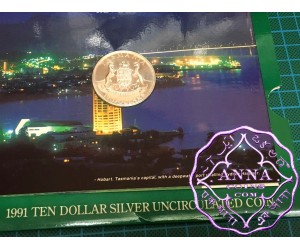 Australia 1991 State Series $10 Silver UNC Coin in Card