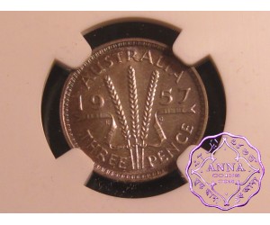 Australia 1957 Threepence NGC PR67