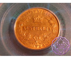 Australia 1866 Sydney Mint Gold Sovereign,PCGS AU53