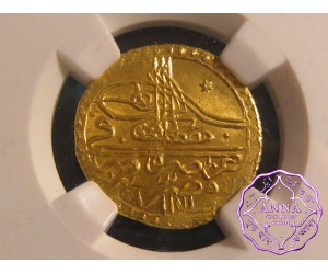 Egypt 1757 Mustafa III gold Zeri Mahbub NGC MS65