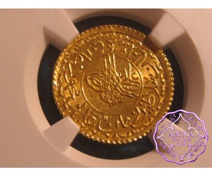 Turkey 1824 Mahmud II gold Adli Altin NGC MS65