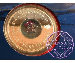 Cook Isalands 2002 Crown Jewels Proof Silver & Natural Stones Locket Coin 
