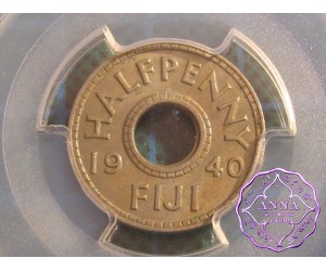 Fiji 1940 Halfpenny PCGS AU58