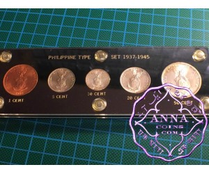 Philipines 1937 - 1945 UNC Type Set 5 Coins