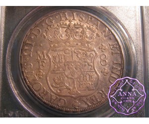 Mexico 1764 Mo-MF Charles III 8 Reales Pillar Dollar PCGS AU50