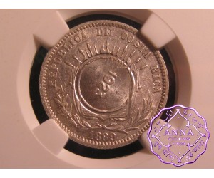 Costa Rica 1923/1889 Counterstamp 50 Centimos NGC AU58