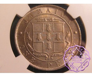 Jamaica 1910 Edward VII Penny NGC MS66