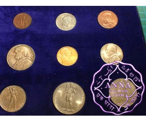 Vatican 1936 Pius XI 9 Coins Mint Set With Gold 100 Lire