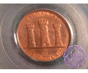 Gibraltar 1842/0 British Colony Quart PCGS MS63RB