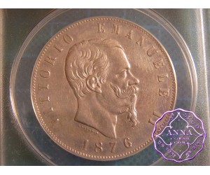 Italy 1876 Vittorio Emanuele II 5 Lire ANACS EX45details