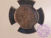 Sweden 1852 AG Oscar  1/32 Riksdaler NGC MS63
