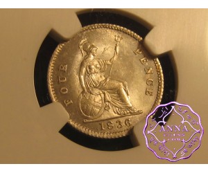 Great Britain 1836  William IV 4 Pence NGC MS65