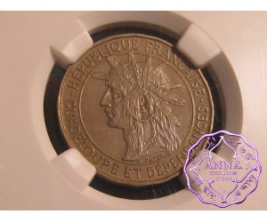 Guadeloupe 1921 French Colony Franc NGC MS61