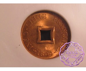 French Indo China 1899 A French Colony 2 Sapeque NGC MS65RD