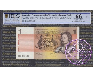 1972 $1 R74 Phillips/Wheeler PCGS 66 OPQ