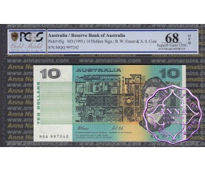 1991 $10 R313a Fraser/Cole PCGS 68 OPQ