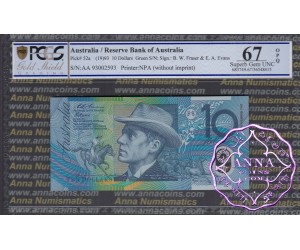 1993 $10 AA93 Opt Fraser/Evans PCGS 67 OPQ