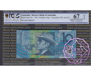 1993 $10 R316a Opt Fraser/Evans PCGS 67 OPQ