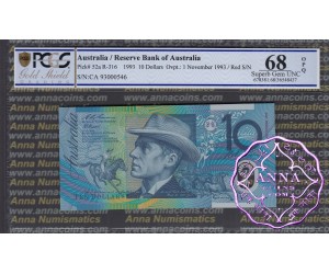 1993 $10 R316a Opt Fraser/Evans PCGS 68 OPQ