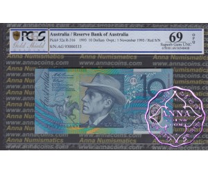 1993 $10 R316a Opt Fraser/Evans PCGS 69 OPQ