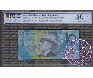 1995 $10 AA95 Fraser/Evans PCGS 66 OPQ