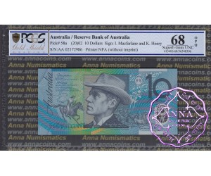2002 $10 R320aF AA02 Macfarlane/Henry UNC PCGS 68 OPQ