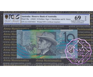 2002 $10 R320aF AA02 Macfarlane/Henry UNC PCGS 69 OPQ