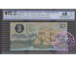 1988 AA$10 Johnston/Fraser PCGS 68 OPQ