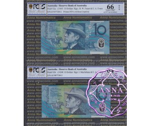1993 & 98 $10 Matching Pair PCGS 64 66 OPQ