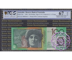 1996 R616F AA96 Green Opt $100 Fraser/Evans PCGS 67 OPQ