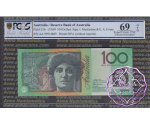 1999 R618bF AA99 $100 Macfarlane/Evans PCGS 69 OPQ