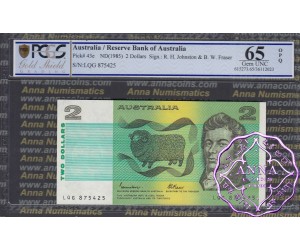 1985 $2 R89L Johnston/Fraser PCGS 65 OPQ