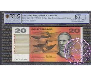 1983 $20 R408 Johnston/Stone PCGS 67 OPQ