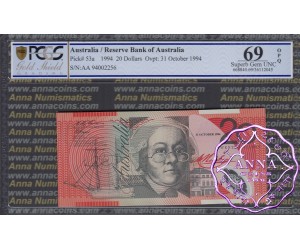 1994 $20 AA94 Black Opt R416aF Fraser/Evans PCGS 69 OPQ