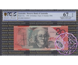 1994 $20 R416a Black Opt Fraser/Evans PCGS 67 OPQ
