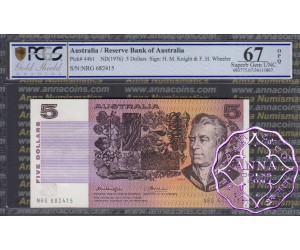 1976 $5 R206a Knight/Wheeler PCGS 67 OPQ
