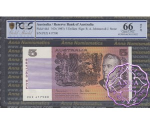 1983 $5 R208 Johnston/Stone PCGS 66 OPQ