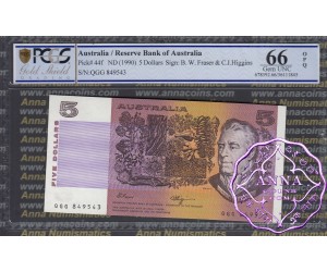 1990 $5 R212 Fraser/Higgins PCGS 66 OPQ