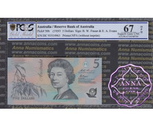 1993 $5 R216 Fraser/Evans PCGS 67 OPQ
