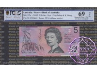 2002 $5 220aL Macfarlane/Henry PCGS 69 OPQ