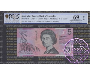 2003 $5 220bF Macfarlane/Henry PCGS 69 OPQ