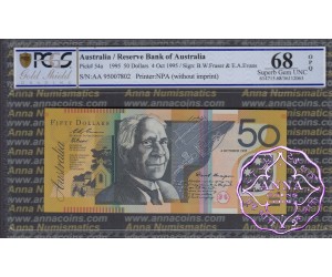 1995 $50 R516aF AA95 Black Opt Fraser/Evans PCGS 68OPQ