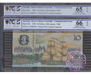 1988 AA$10 Johnston/Fraser Pair PCGS 65/66 OPQ