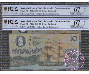 1988 R310a $10 1nd issue Johnston/Fraser Pair PCGS 67 OPQ