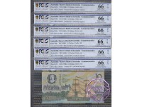 1988 R310b $10 2nd issue Johnston/Fraser Run of 6 PCGS 66 OPQ