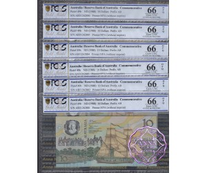 1988 R310b $10 2nd issue Johnston/Fraser Run of 6 PCGS 66 OPQ
