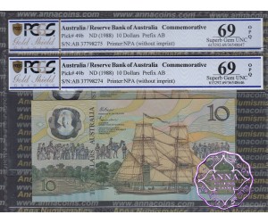 1988 R310b $10 2nd issue Johnston/Fraser Pair PCGS 69 OPQ